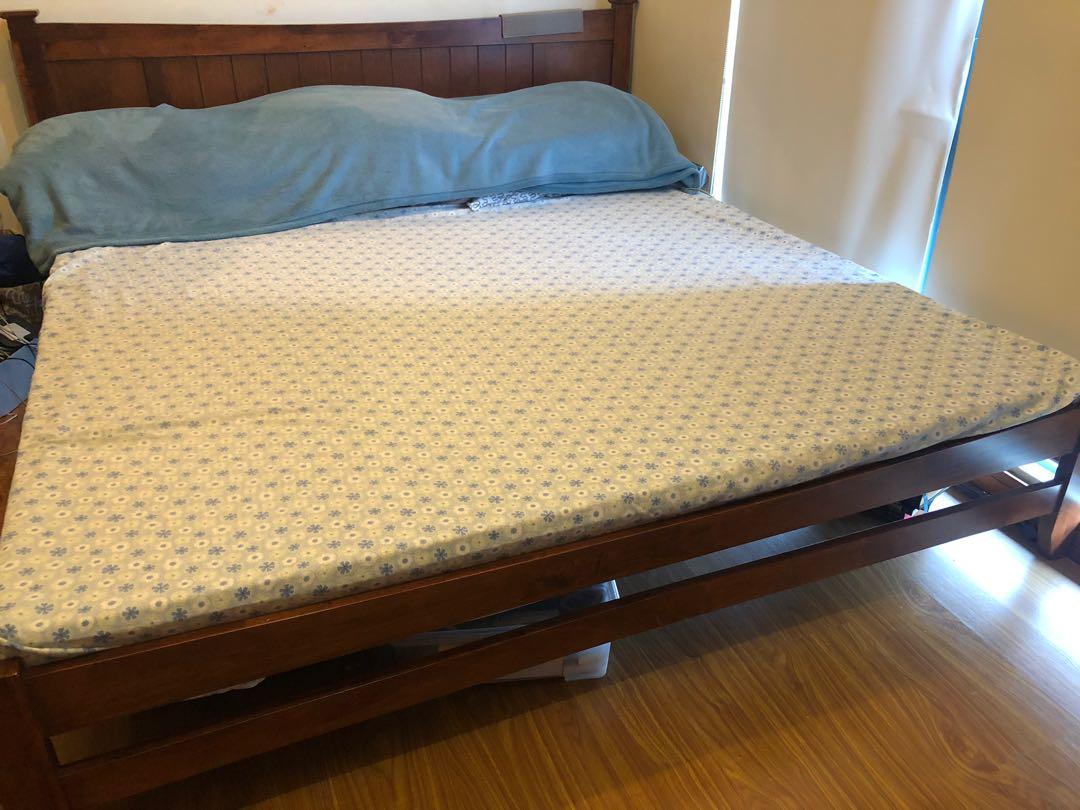King Size Solid Wood Bedframe With Uratex Foam Mattress Rush Sale Home Furniture Furniture Fixtures Beds Mattresses On Carousell