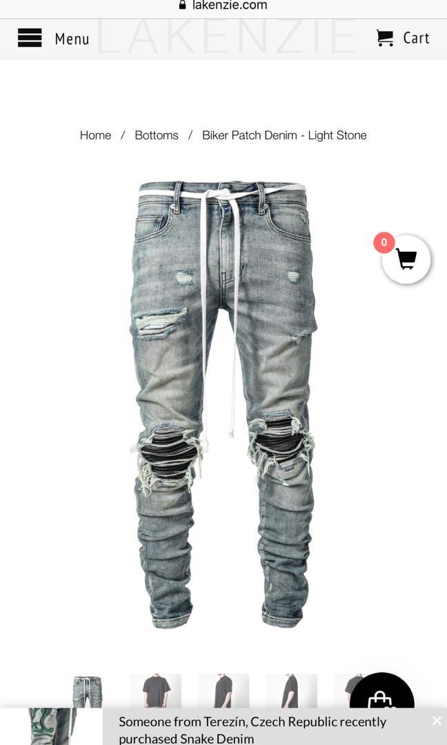 Biker patch denim clearance