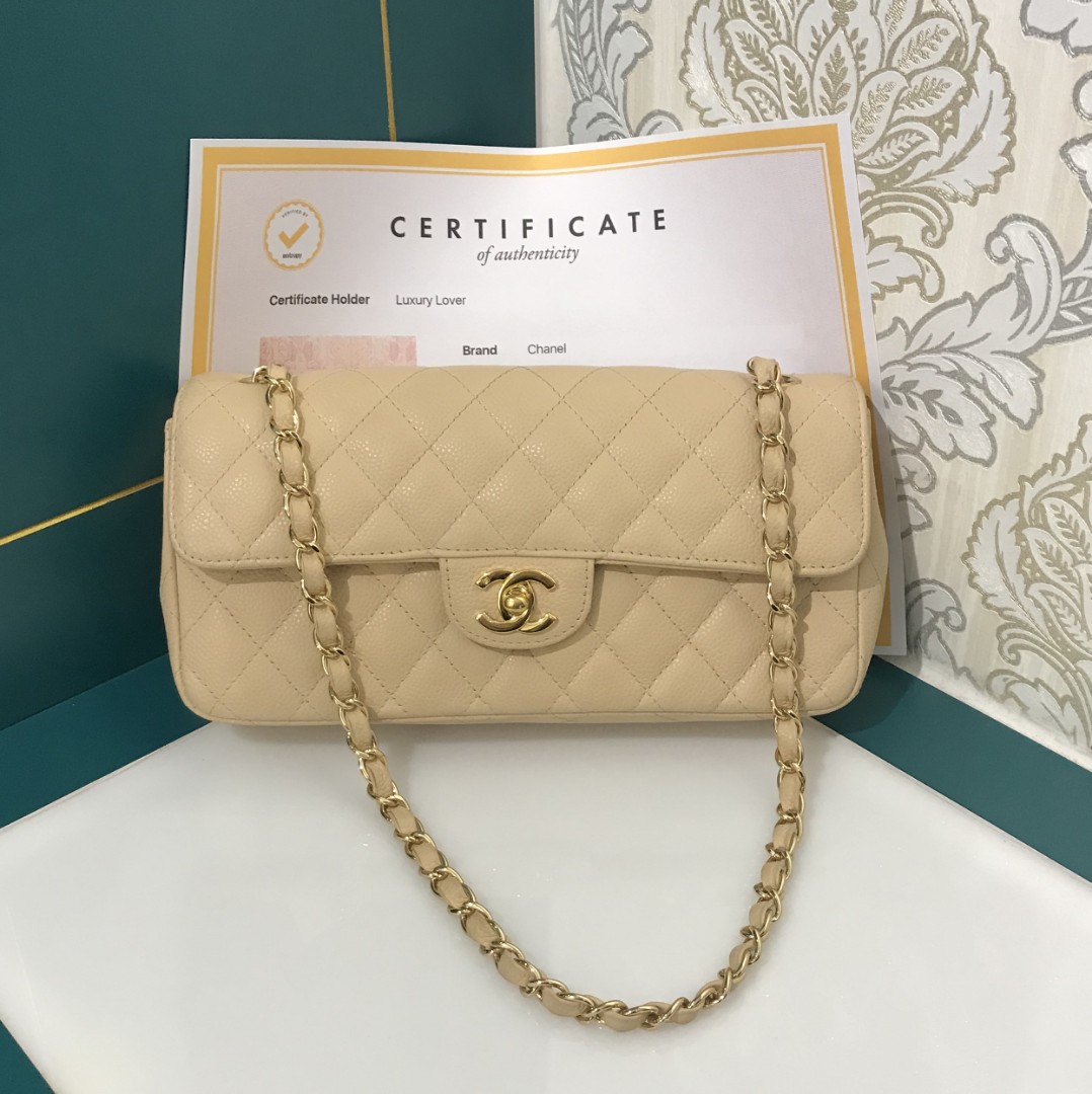 Like New Chanel East West Flap Beige Caviar with GHW, Luxury, Bags &  Wallets on Carousell