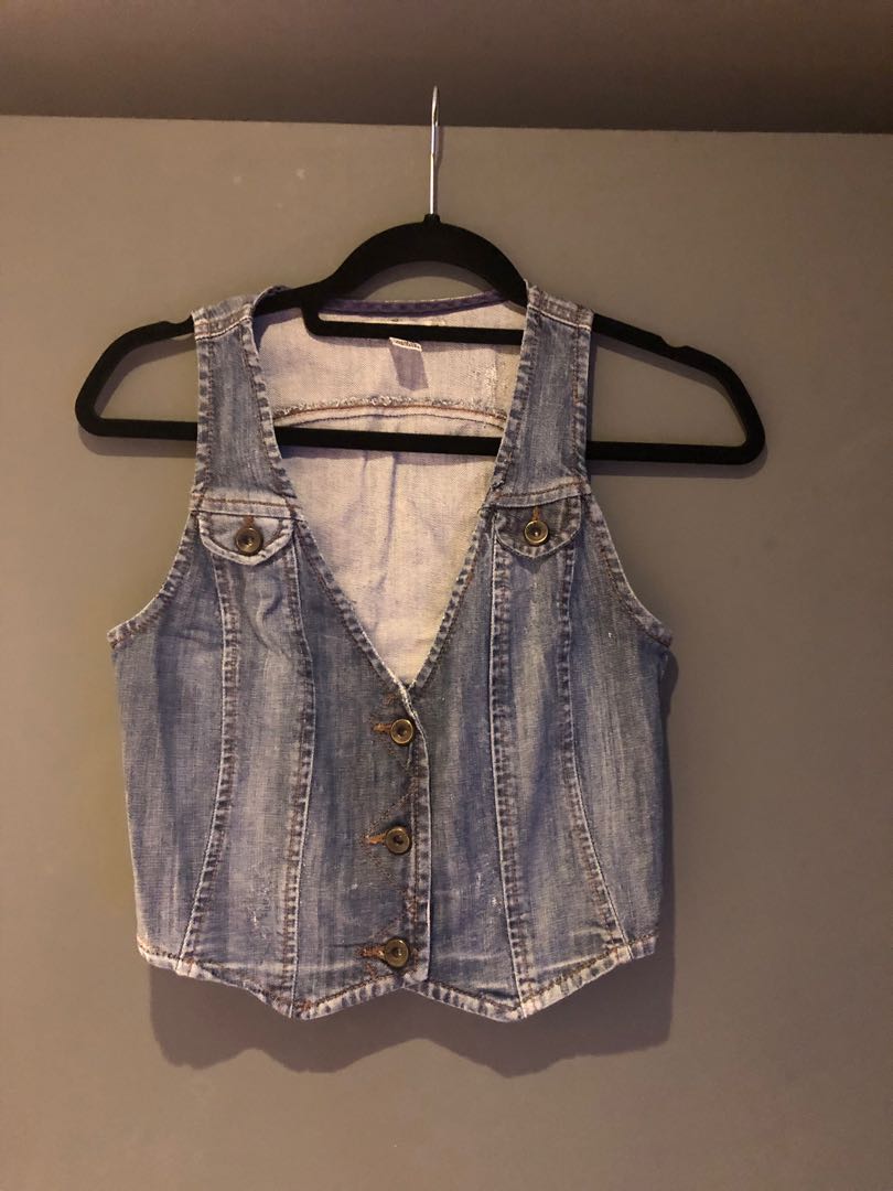 Mango denim vest on Carousell