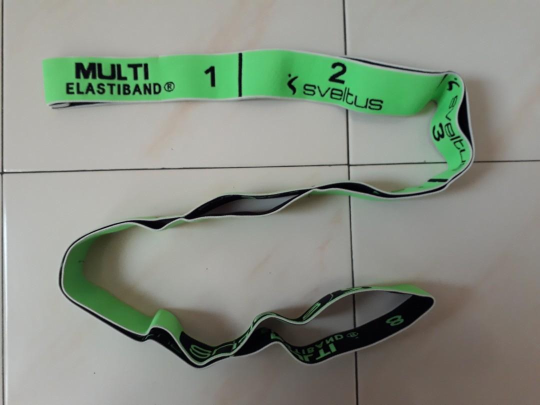 Multi Elastiband Sveltus (Category: Toning & Stretching Accessories) located in Singapore. Submitted by odreamer (Listing ID 245510066, Image 3). Description: High quality elastiband imported from Europe. Used but condition is 9 out of 10. I have 13 bands. Cheaper if you buy more. Take note I do not have the physical copy of the exercise manual, only the images which are already posted in the listing. Sold 9 to date. 4 remaining. Elastic bands Fl