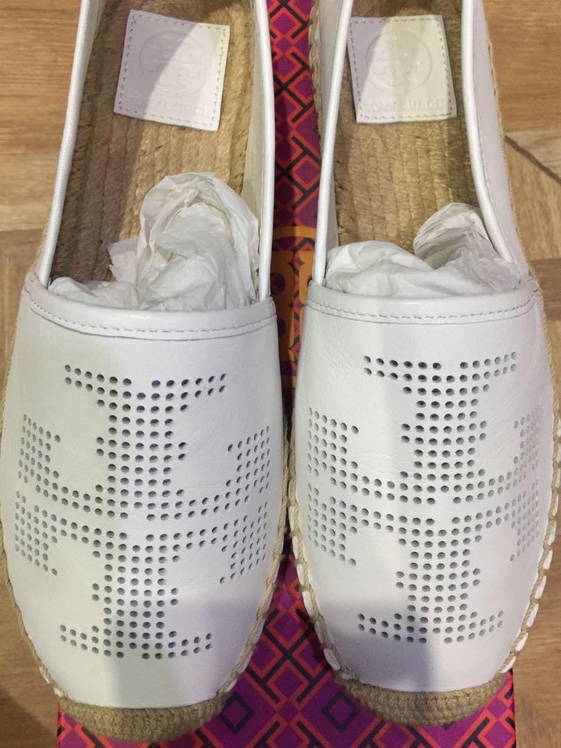 Tory burch perforated on sale logo flat espadrille