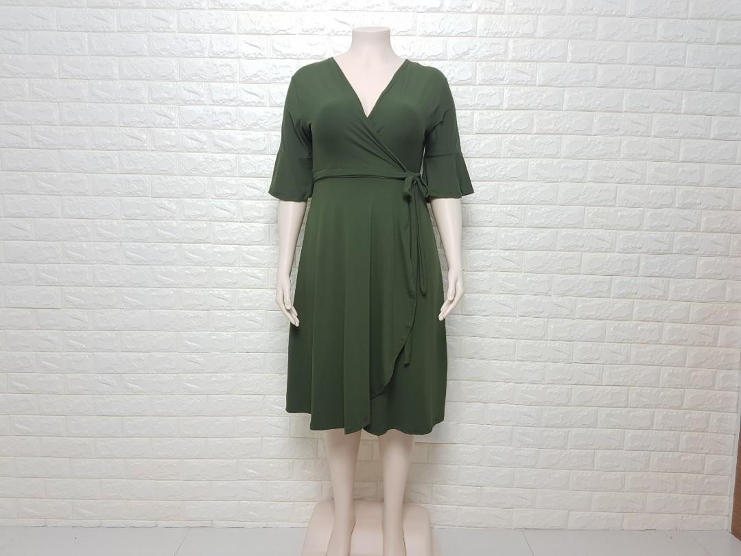 green wrap dress plus size
