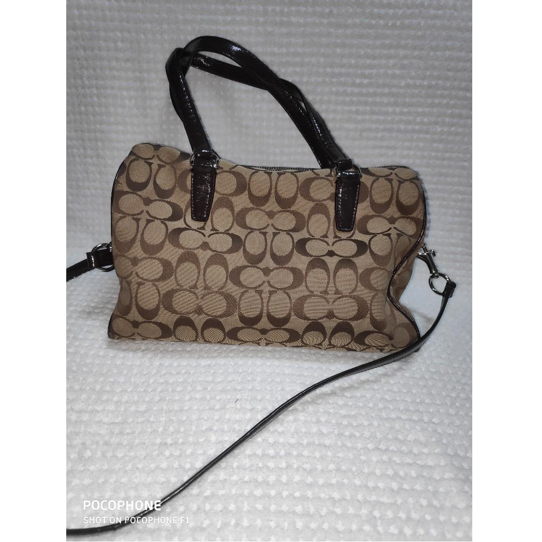 Preloved Coach Signature Stripe 12CM Nancy Satchel COACH F28505