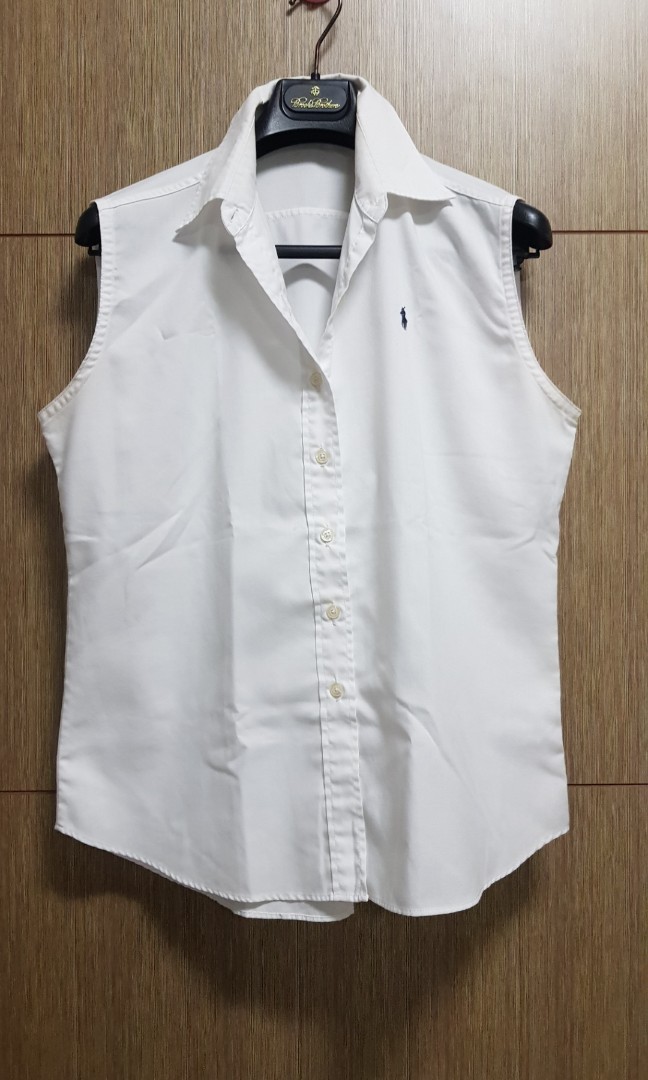Ralph Lauren White Sleeveless Shirt, Women's Fashion, Tops, Other Tops on  Carousell