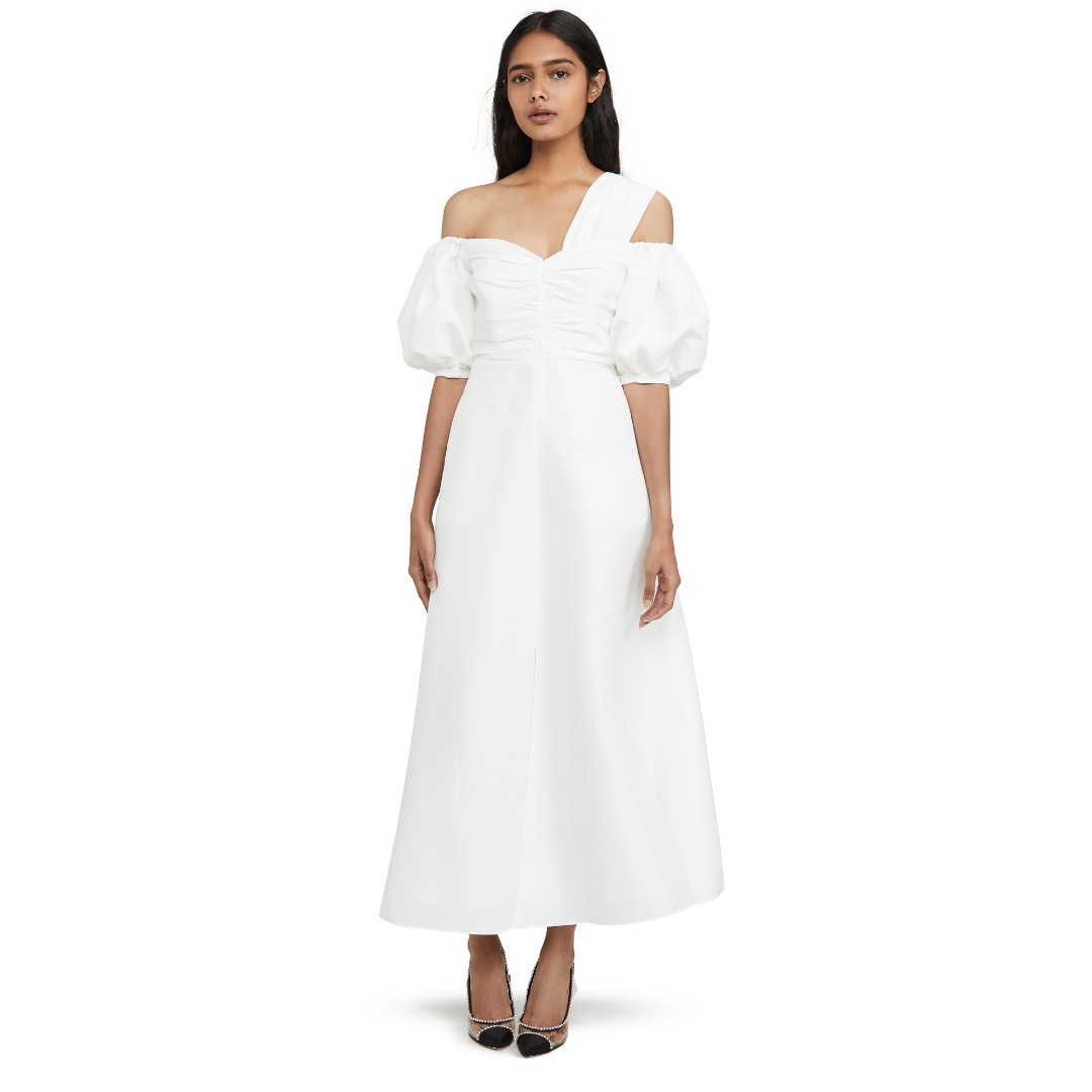 Self portrait ivory taffeta dress clearance