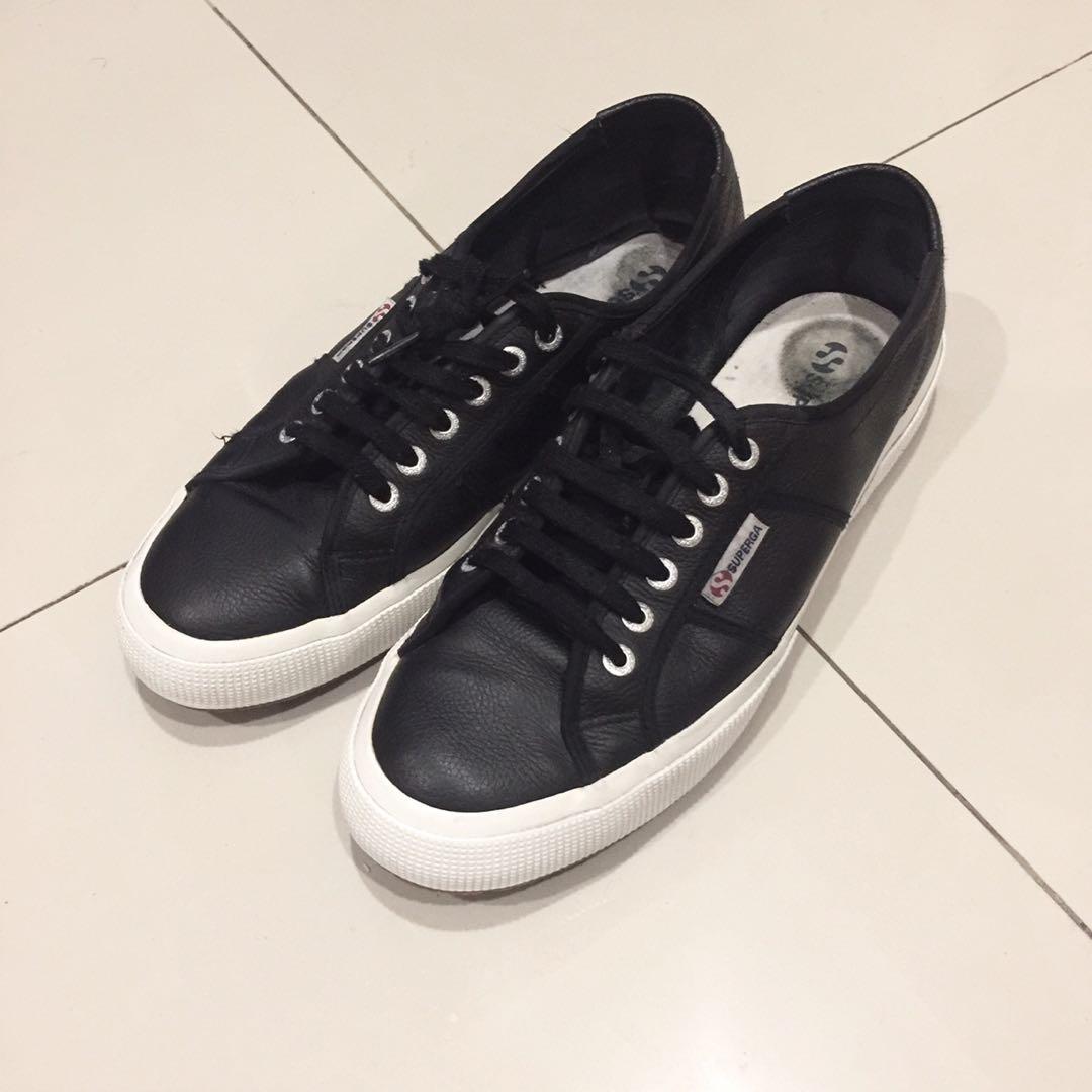 black leather superga