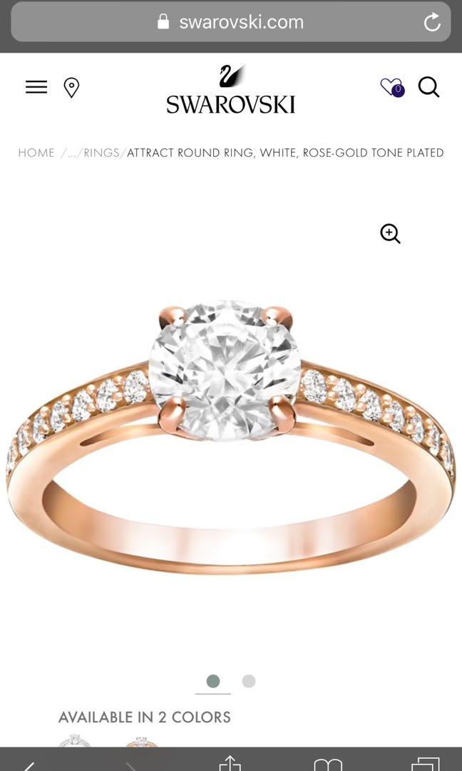 Swarovski Attract Round Ring Rose Gold Women S Fashion Jewellery On Carousell