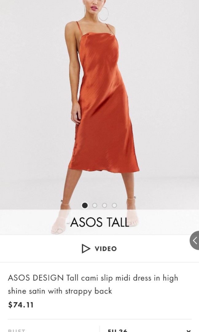 rust slip dress midi