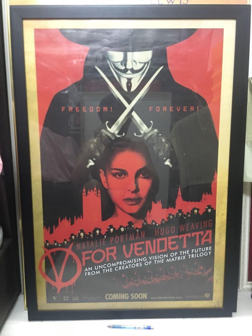 V For Vendetta Framed Movie Poster Design Craft Art Prints On Carousell