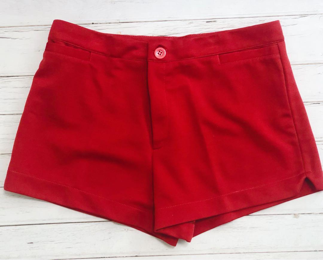 Vintage Red Shorts, Women's Fashion, Bottoms, Shorts on Carousell