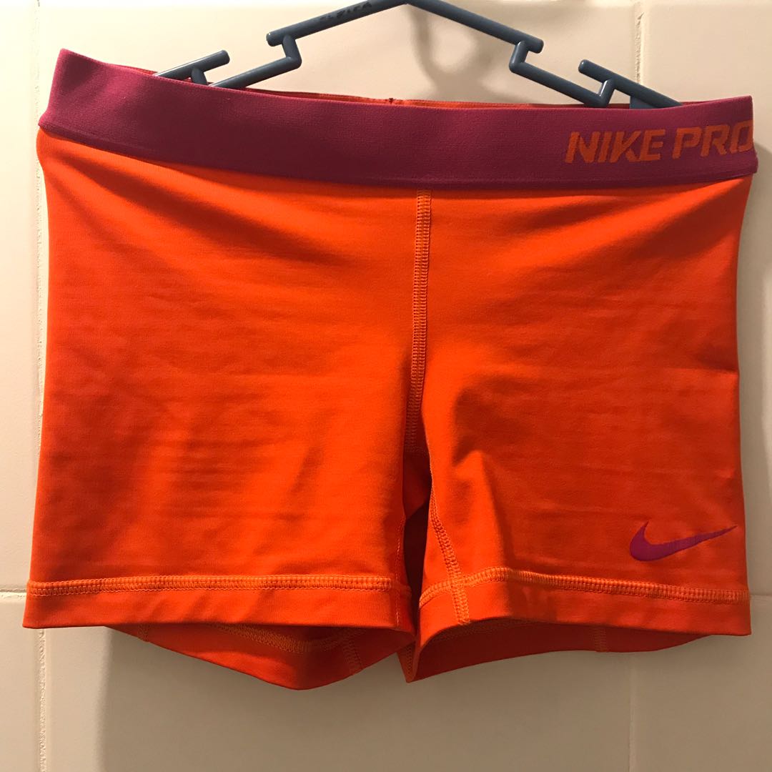 orange nike compression shorts