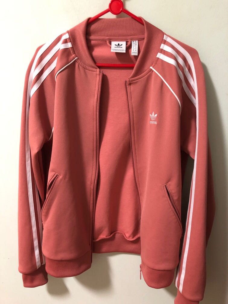 Adidas Track Jacket ANTIQUE ROSE Women s Fashion Coats Jackets and Outerwear on Carousell