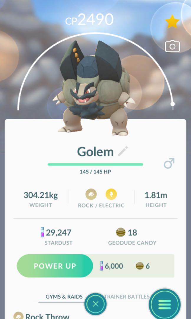 Alolan Golem Pokemon Go Toys Games Video Gaming In Game Products On Carousell