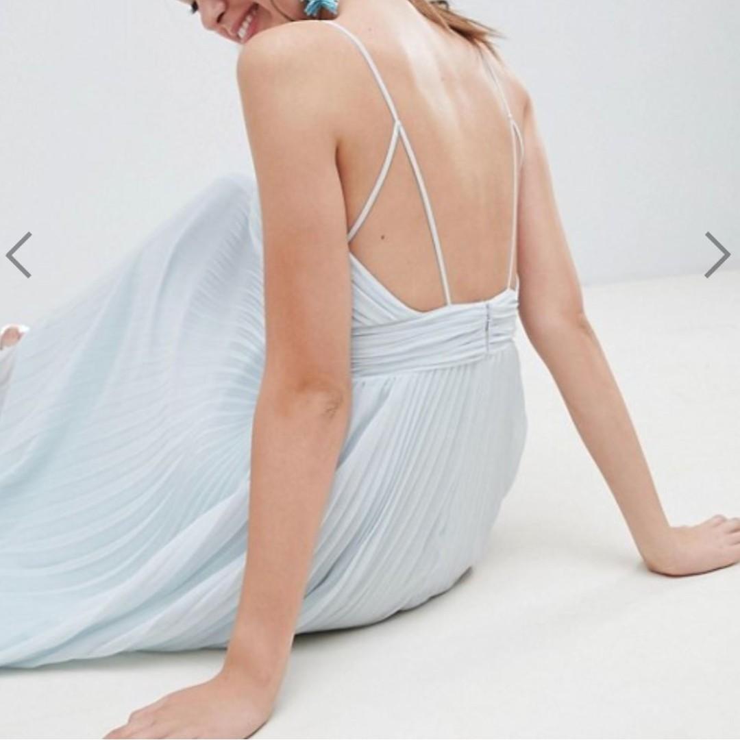 Asos design ruched cami pleated maxi dress store