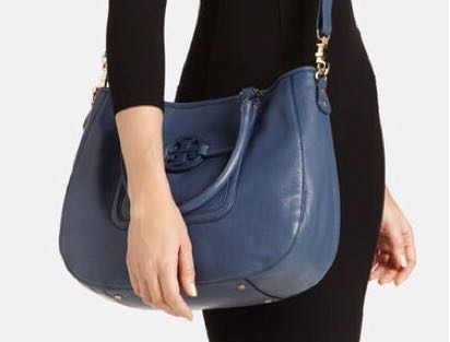 Authentic TORY BURCH Amanda Night Sky Blue Two-Way Hobo Leather Bag SRP$485  (Nice like Kate Spade Prada Chanel LV), Luxury, Bags & Wallets on Carousell