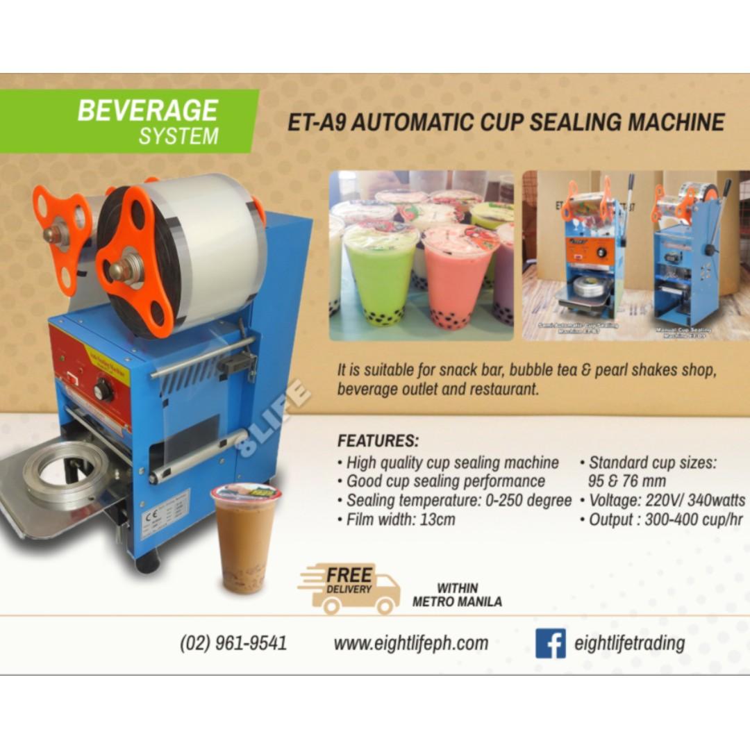 Automatic Cup Sealer Machine Auto roll auto seal with counter (Category: Coffee Machines & Makers) located in Valenzuela. Submitted by eightlife_equipment (Listing ID 245738928, Image 1). Description: FREE 1 roll of sealing film worth P500 (while supply lasts) OTHER AVAILABLE PRODUCTS: • Beverage Dispenser • Blender • Milk Shaker • Milk Tea Barrels • Cup Sealers - Manual/Semi-Automatic/Full Automatic • Cup Sealing Films • Chocolate Fountain • Tra