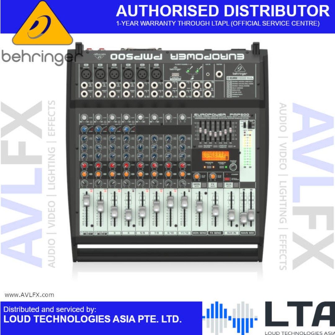 Behringer Europower PMP500 500-Watt 12-Channel Powered Mixer, Audio