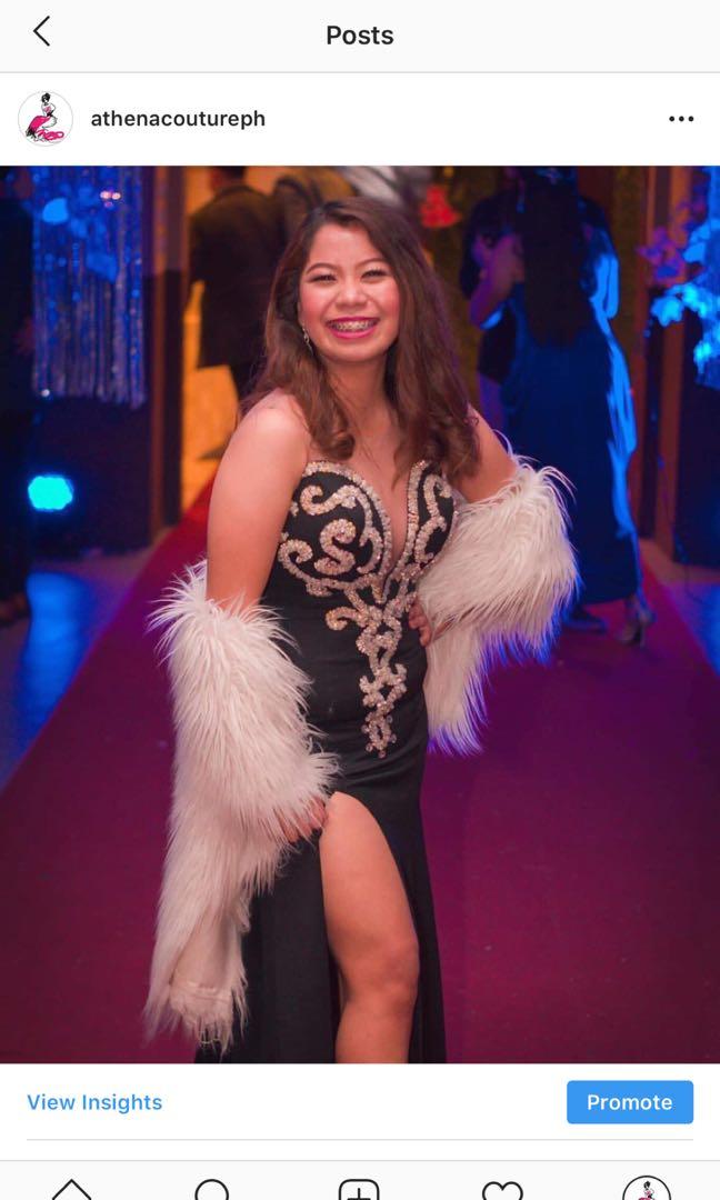 black dress with fur shawl Karine Black Faux Fur Shawl