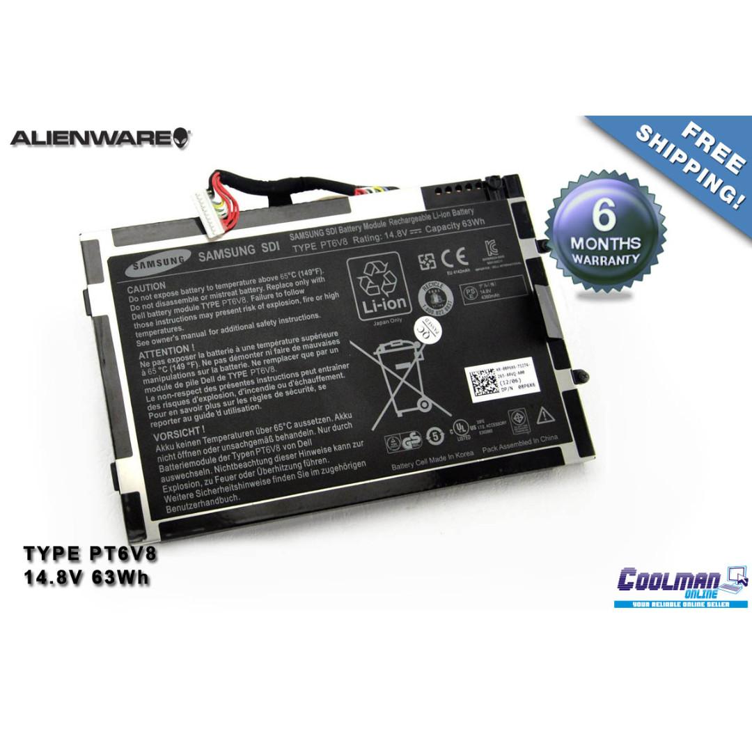 Genuine 8 Cells Pt6v8 Battery For Dell Alienware M11x R2 M14x R2 P06t 8p6x6 08p6x6 T7yjr 14 8v 63wh Electronics Computer Parts Accessories On Carousell