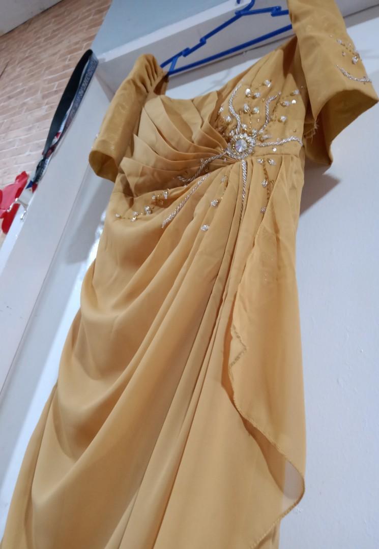 gold filipiniana dress