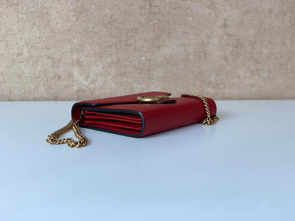 GUCCI GG Marmont Leather Crossbody Chain Wallet Red 401232