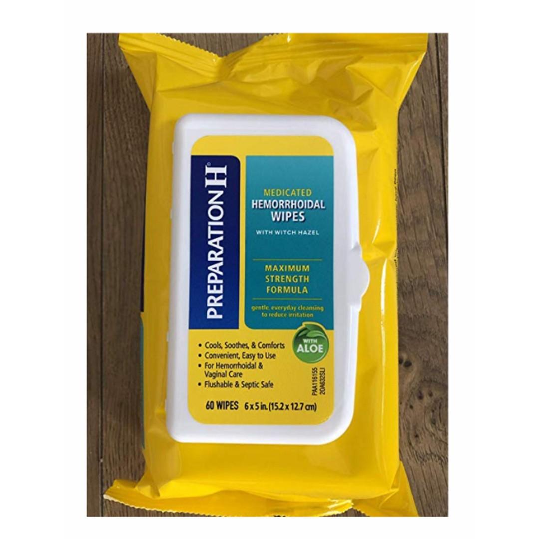 In Stock Preparation H 60 Count Flushable Medicated Hemorrhoid