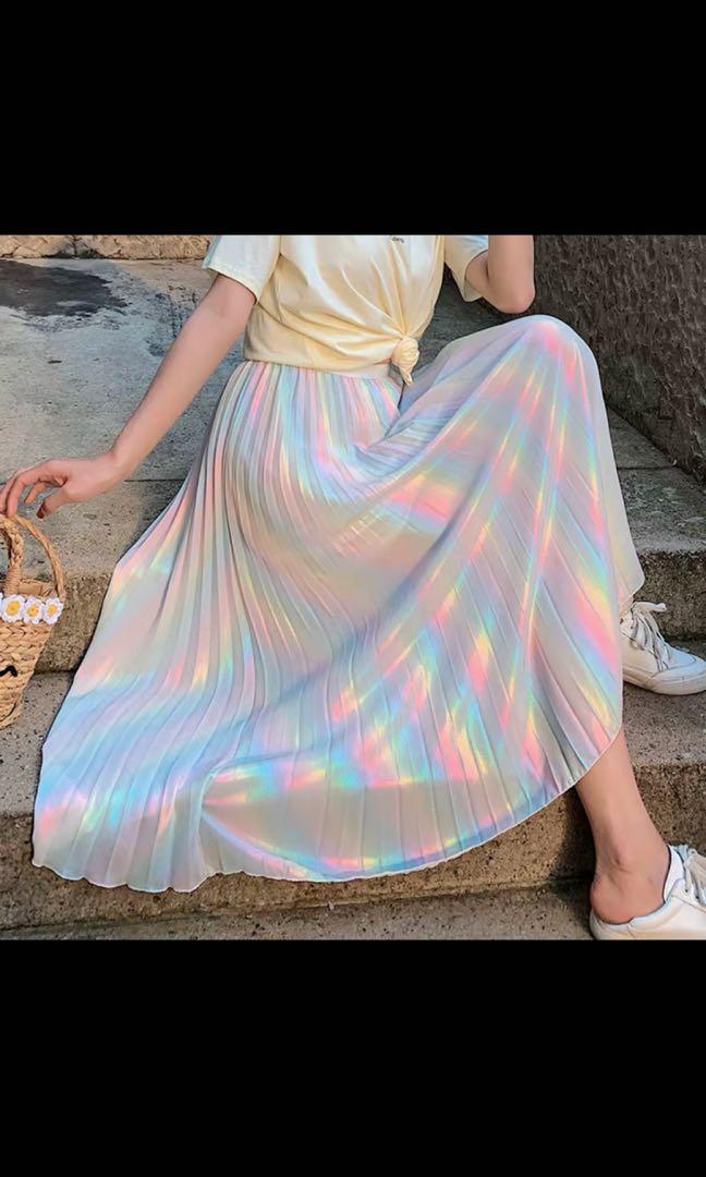 Iridescent pleated skirt clearance