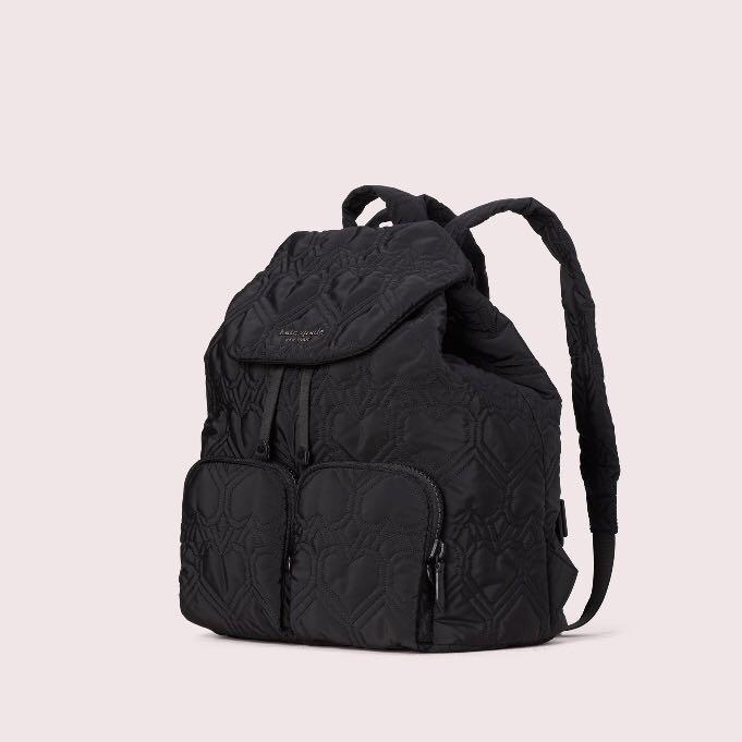 Kate Spade Jayne Large Backpack Quilted Heart Black Nylon