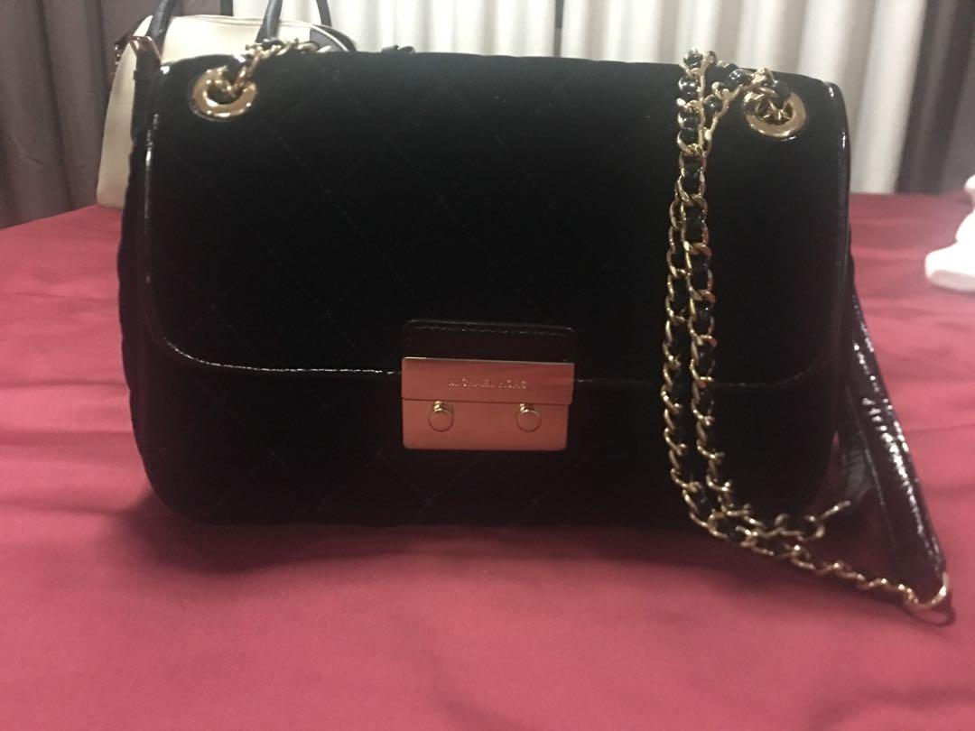 michael kors sloan sm chain shoulder bag black