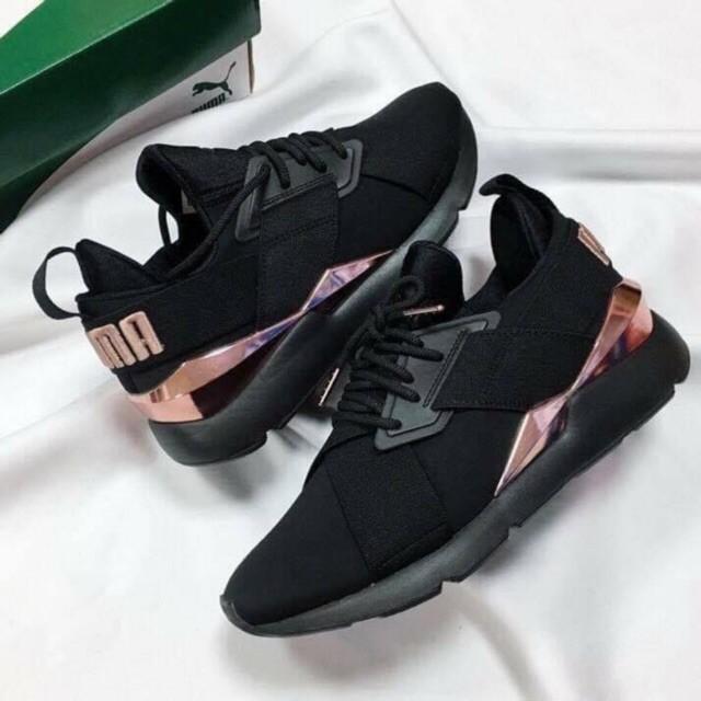 puma muse satin black rose gold