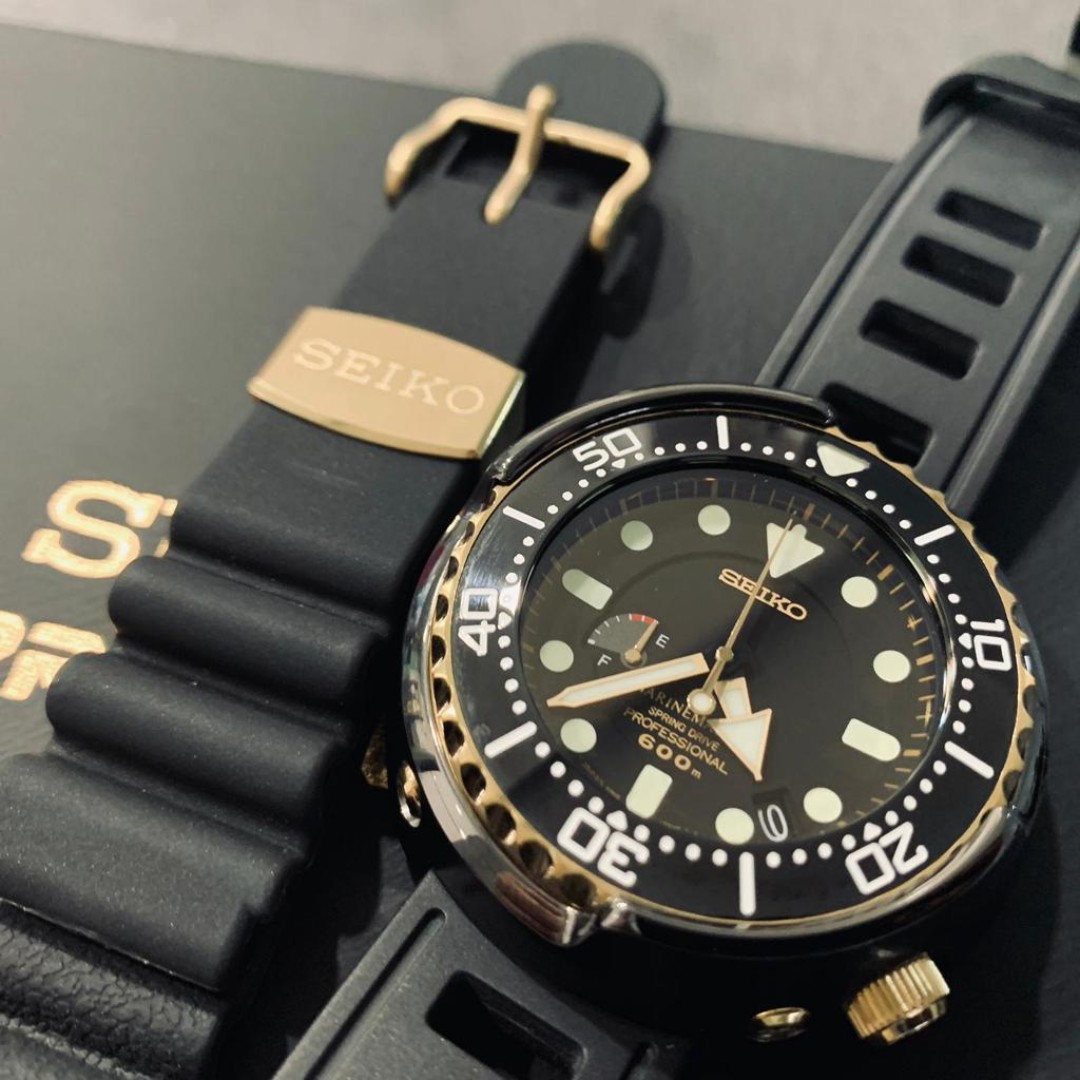 SEIKO MARINEMASTER* GOLDEN TUNA PROSPEX SBDB008 SPRING DRIVE 600M, Luxury,  Watches on Carousell