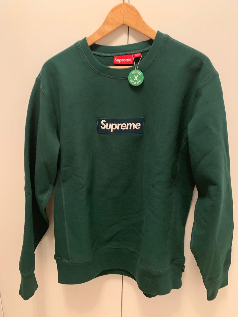 高品質の激安 緑 Supreme Green Box Logo Supreme Crewneck L Logo トップス