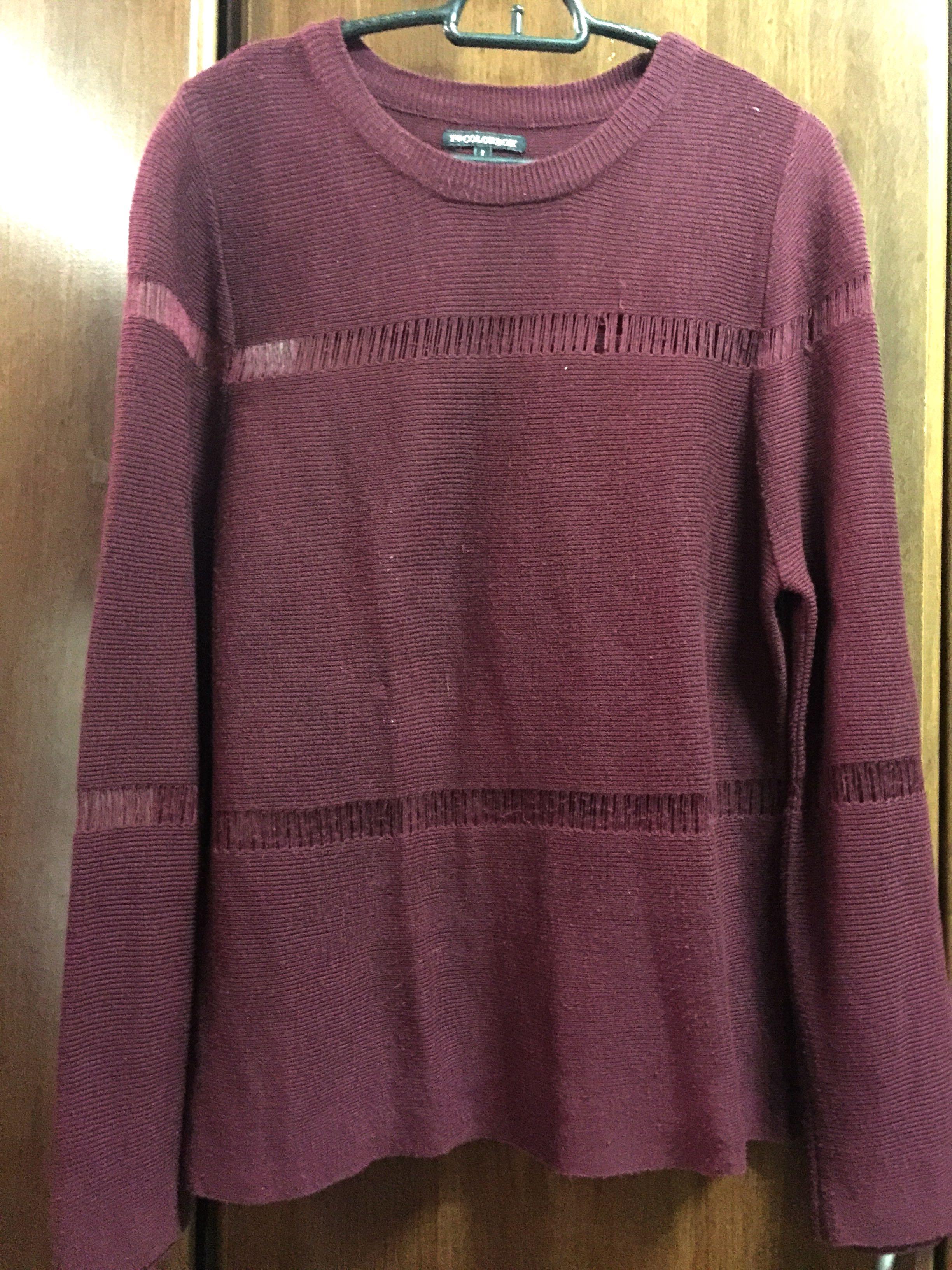 Sweater Rajut Merah Maroon Fesyen Wanita Pakaian Wanita Atasan Di Carousell