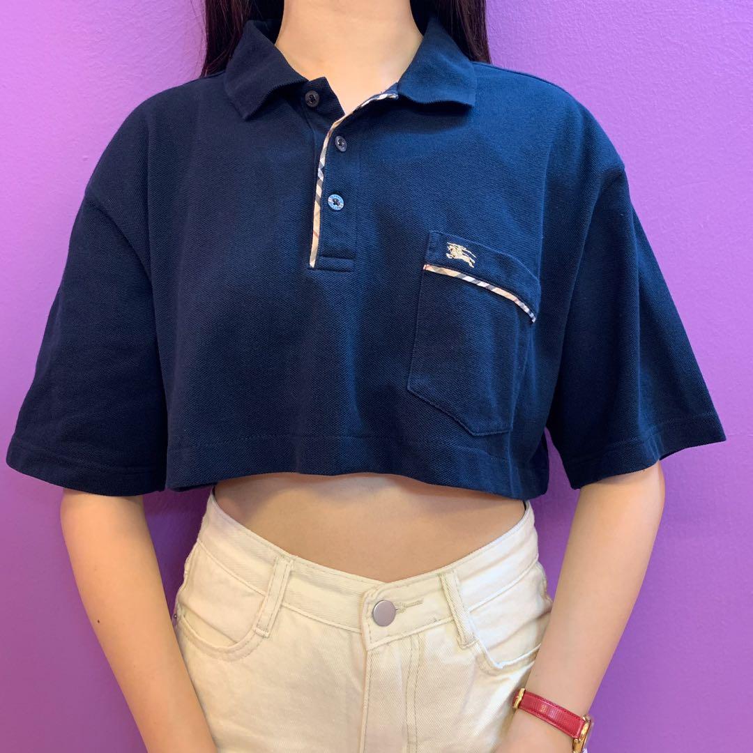 Vintage Burberry Reworked Cropped Top Women S Fashion Clothes