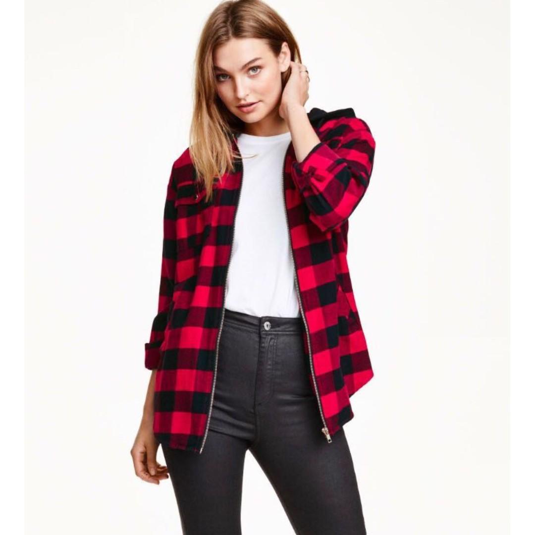 H&m flannel jacket women's Clearance