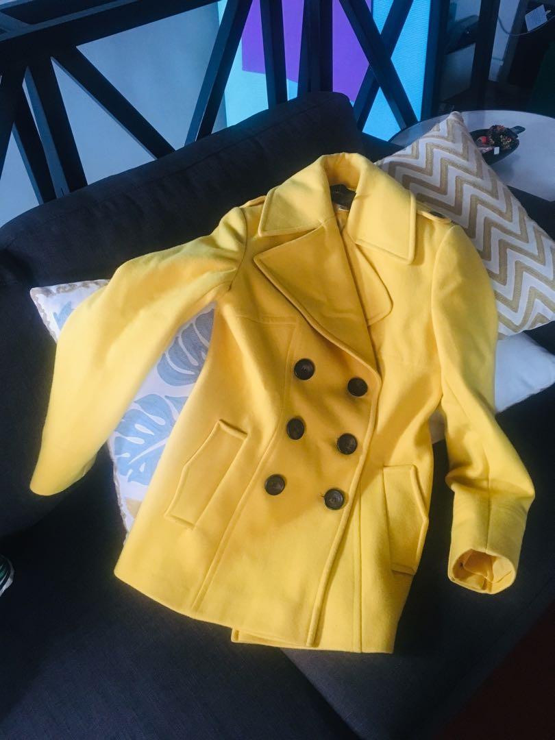 Yellow Coat (Category: Coats, Jackets and Outerwear) located in Makati City. Submitted by chessdee (Listing ID 245682246, Image 1). Description: Used for one trip, and only for a couple of days Warm coat perfect for Spring weather.