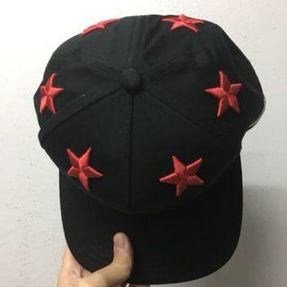 Stereo Vinyl Cap Snapback Inspired Black red stars GD style gdragon