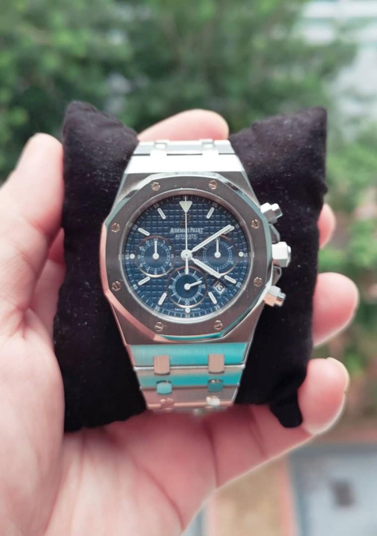 Discontinued Audemars Piguet Royal Oak chronograph AP ROC blue dial 39 ...