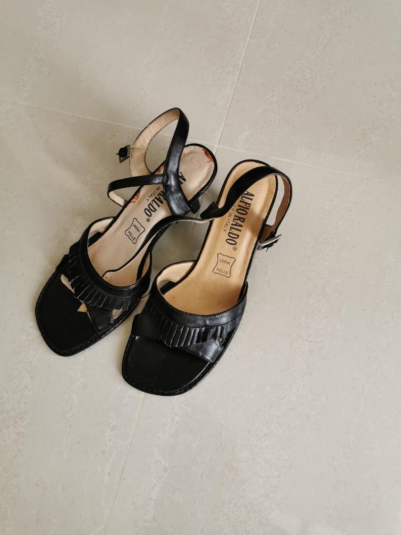black midi heels