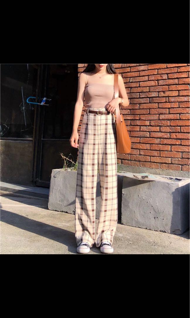 wide checkered pants
