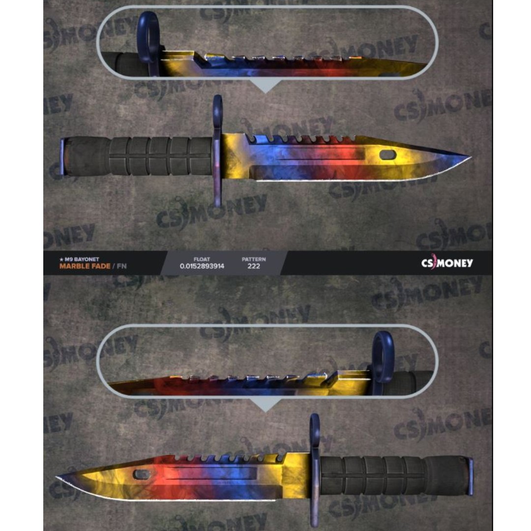CSGO M9 Bayonet Marble Fade, Video Gaming, Gaming Accessories, Game ...