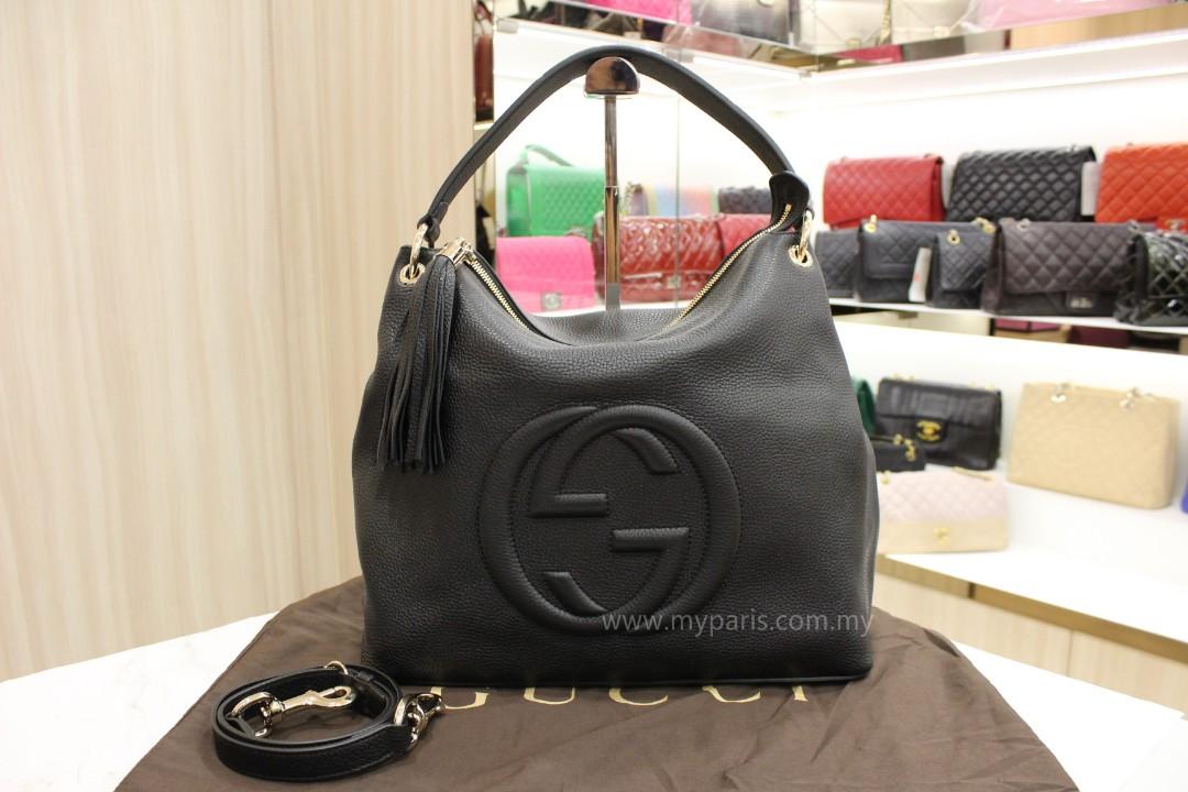 Gucci Black Leather Soho Hobo Bag, Luxury, Bags & Wallets on Carousell