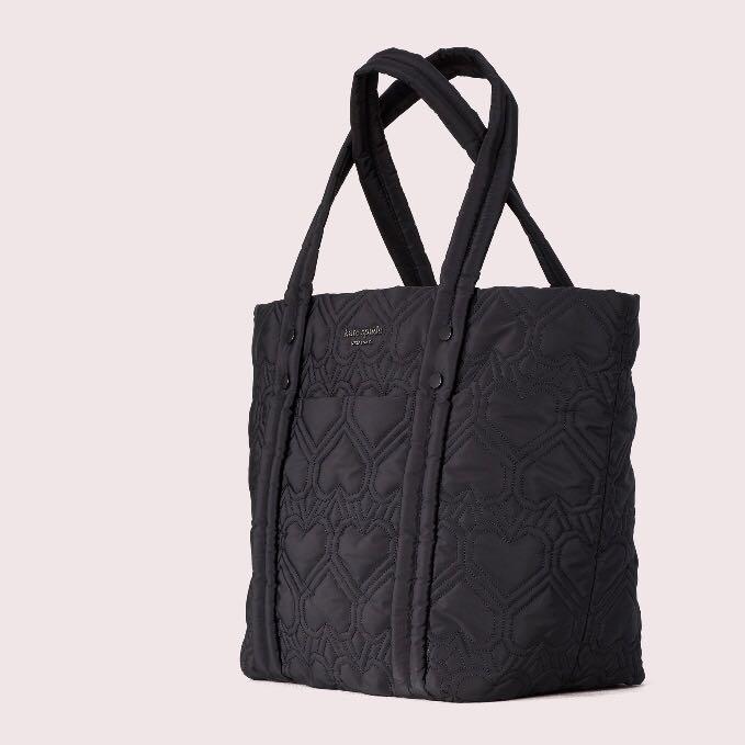 Kate Spade Jayne Medium East West Tote Handbag Shoulder Shopper Bag Quilted Heart Nylon Black Women s Fashion Bags Wallets Tote Bags on Carousell