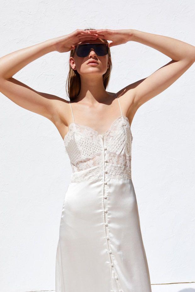 Zara Lace Camisole Lingerie Slip Dress in white, Women's Fashion