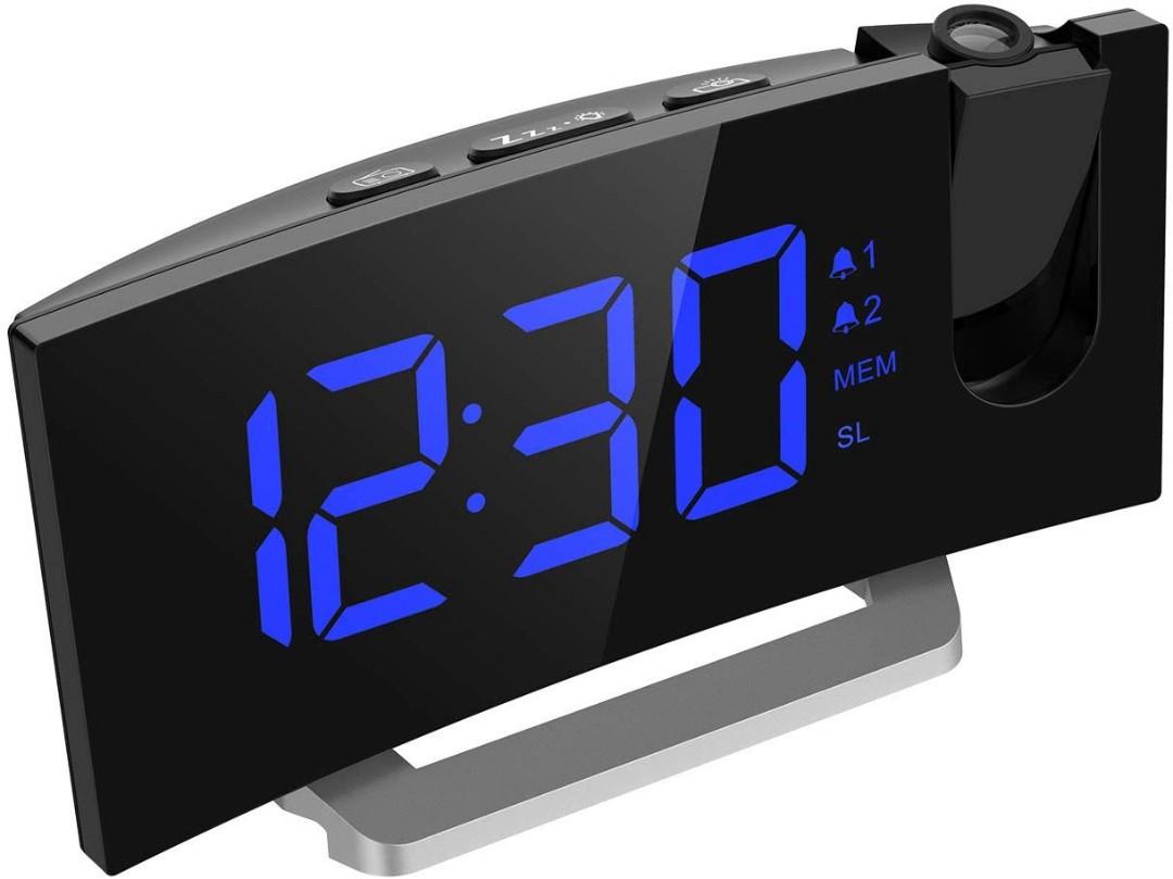 Mpow Projection Alarm Clock 5 Led Curved Screen Digital Alarm