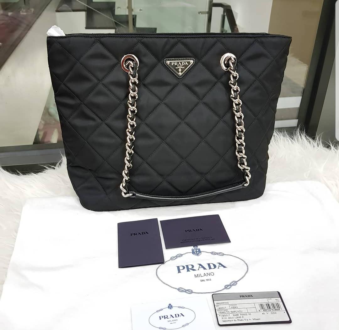 Prada 1BG017 Quilted Tessuto Nylon Shoulder Bag Luxury Bags