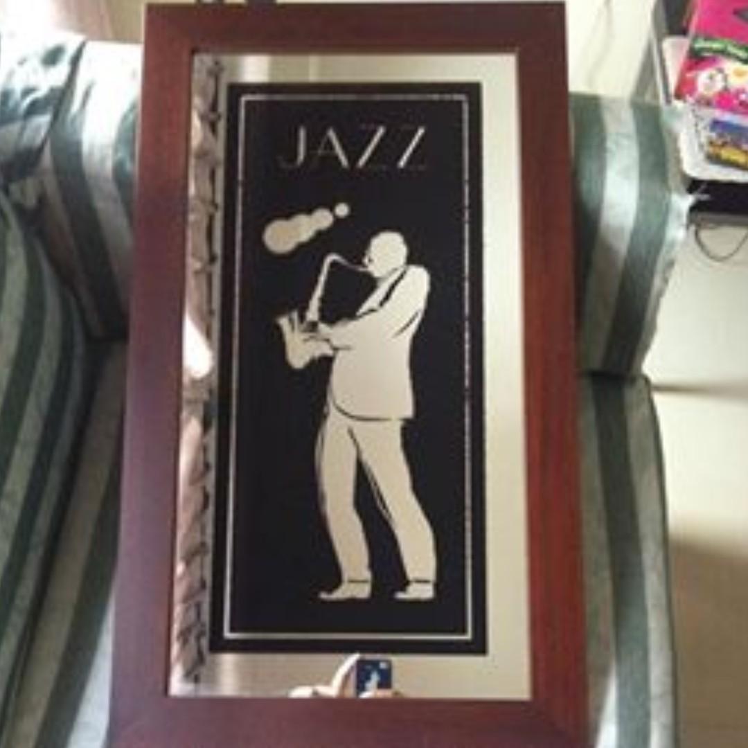 Used Mirror Hanging Wall Art Painting Jazz Musician Design