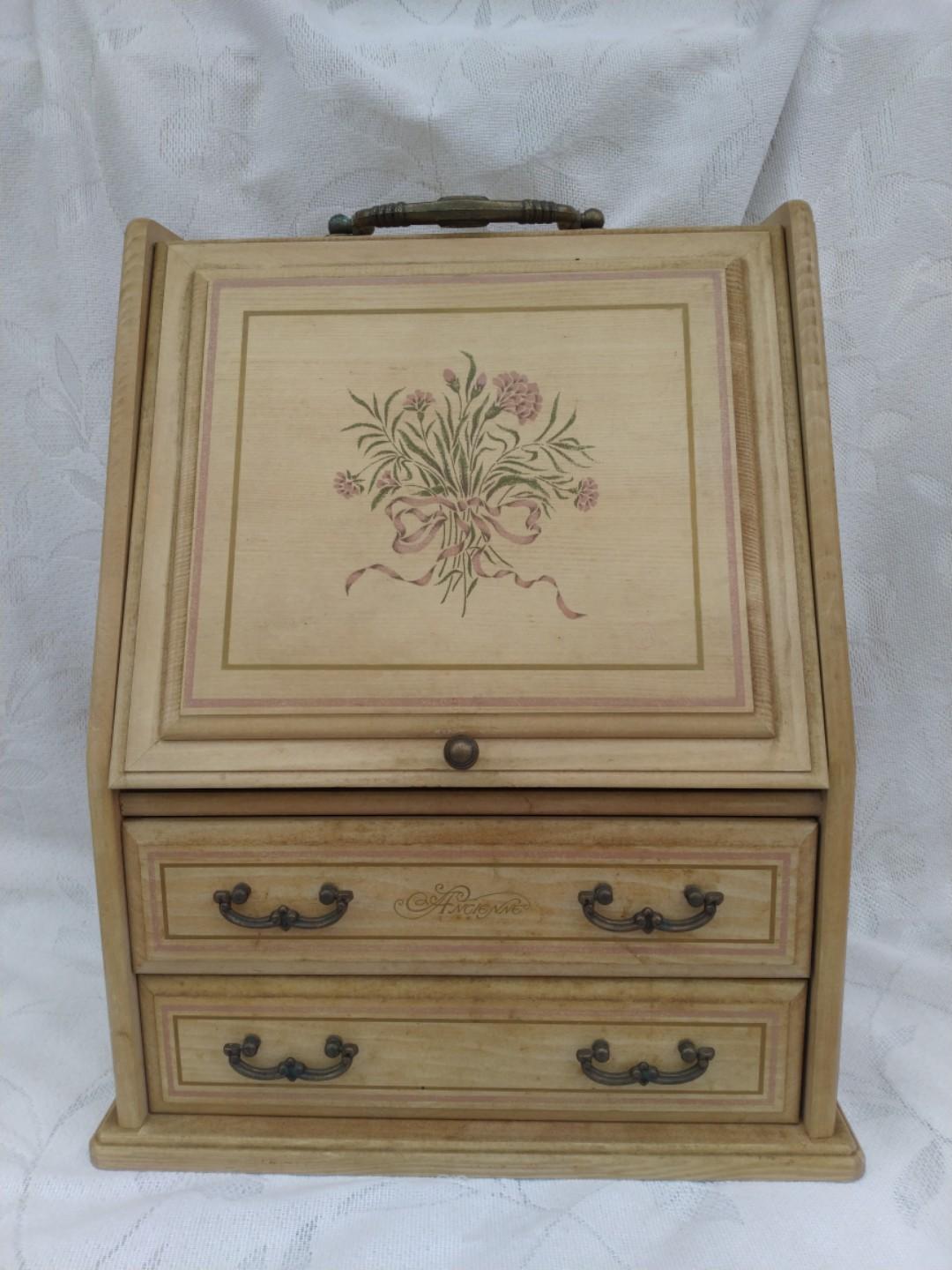 Vintage Desktop Portable Wooden Dresser With Mirror On Carousell