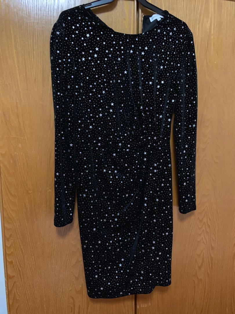warehouse black star dress